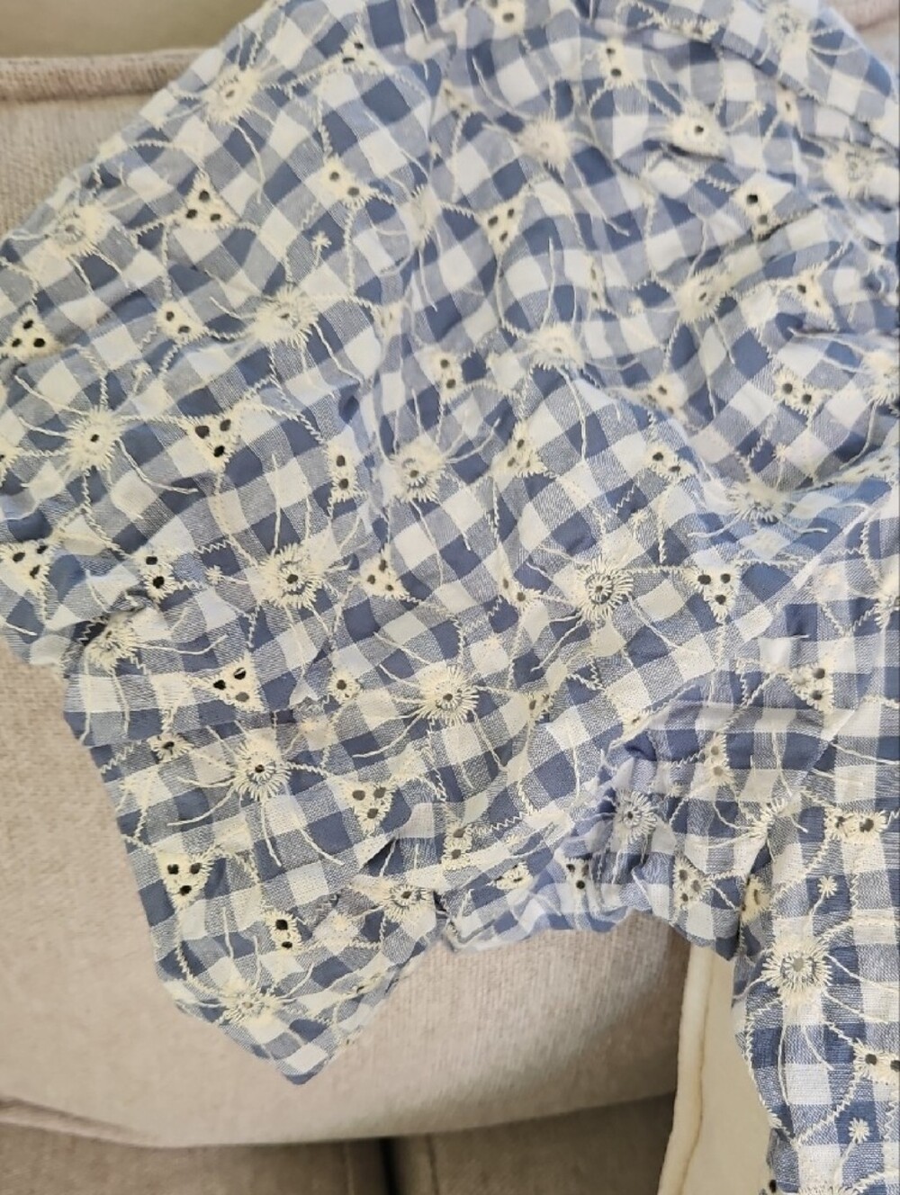 House of Harlow 1960 Blue and White Gingham Eyelet Dress - Picture 2 of 7